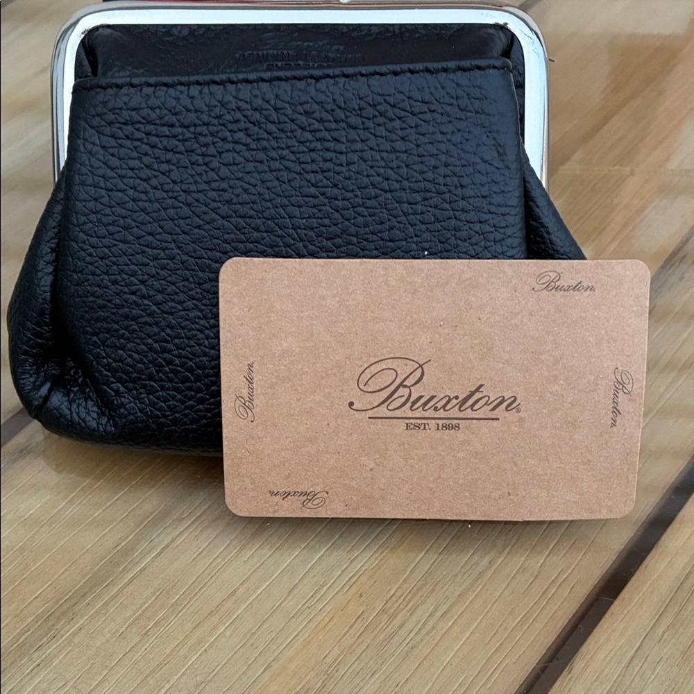 Buxton Black pebble, leather Coin Pouch new